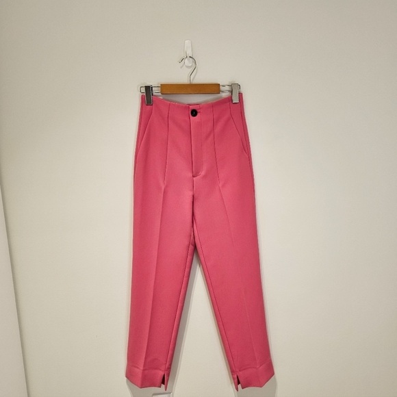 NWT Zara Pink Cropped High Waist Trouser XS - Picture 8 of 8